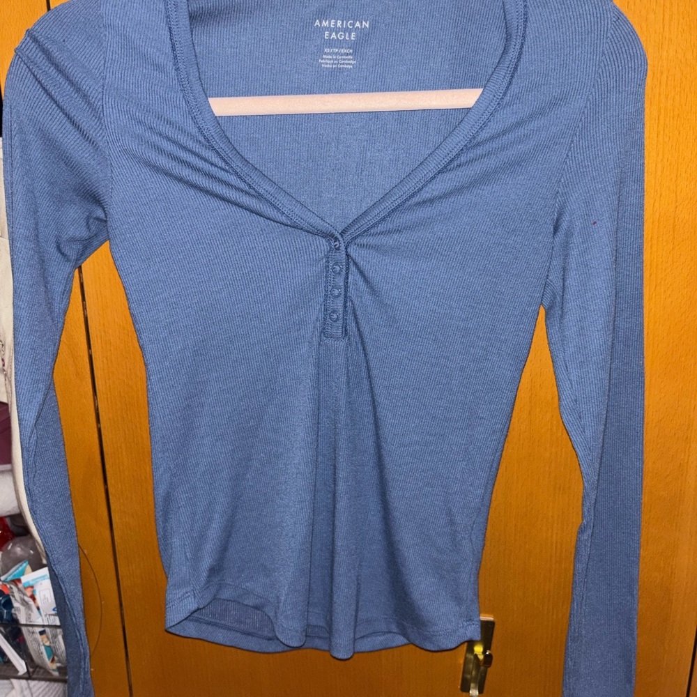 American Eagle Outfitters Long Sleeve Blue Top
